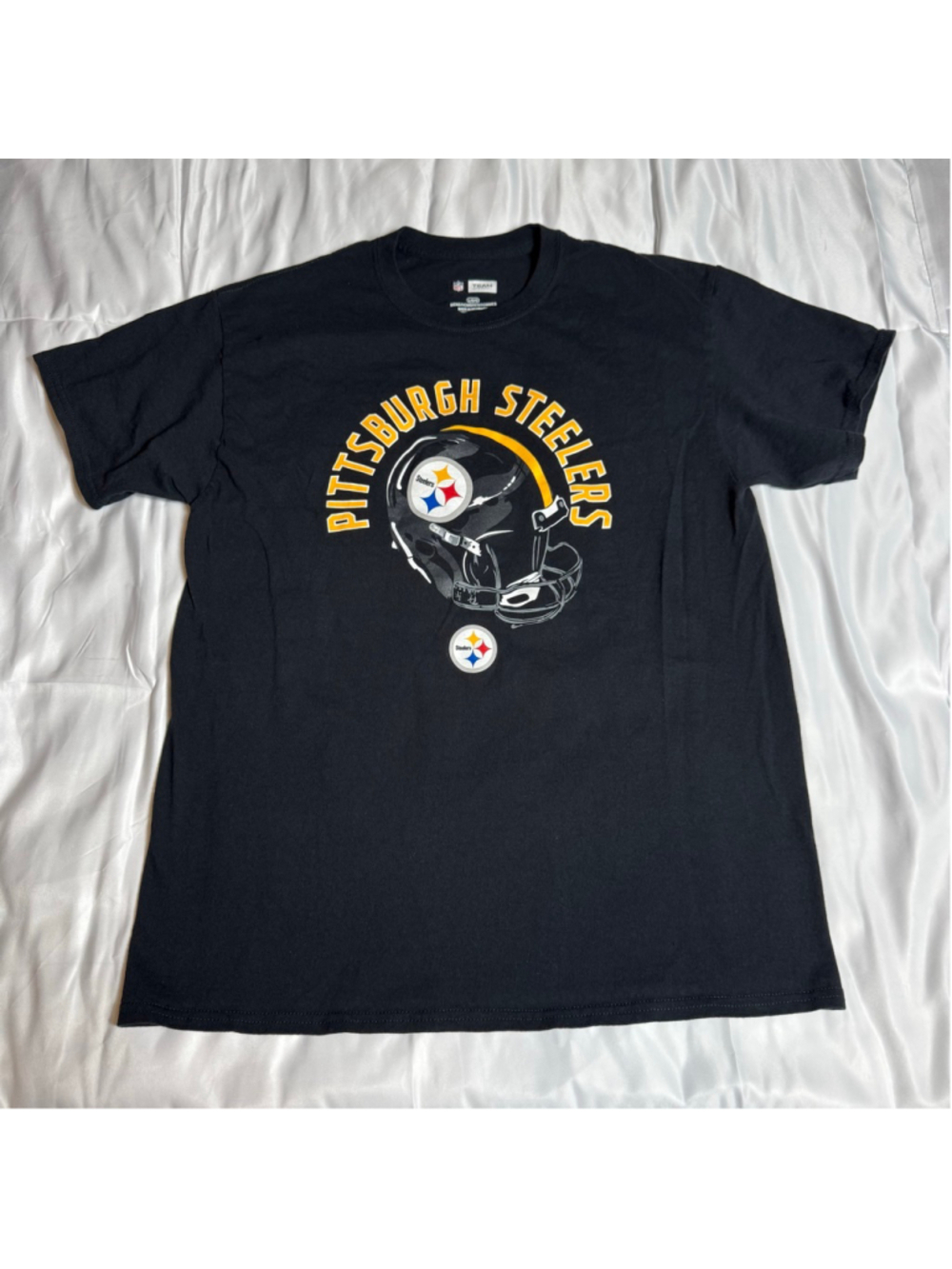 Men's NFL Team Apparel Pittsburgh Steelers Black Yellow Short Sleeve Tee L